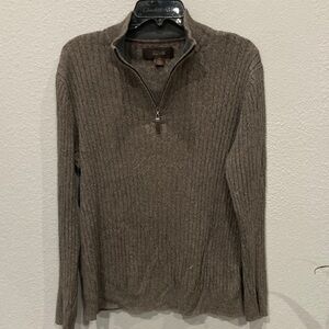 Tasso Elba Men's Taupe Zip-Up Sweater M
